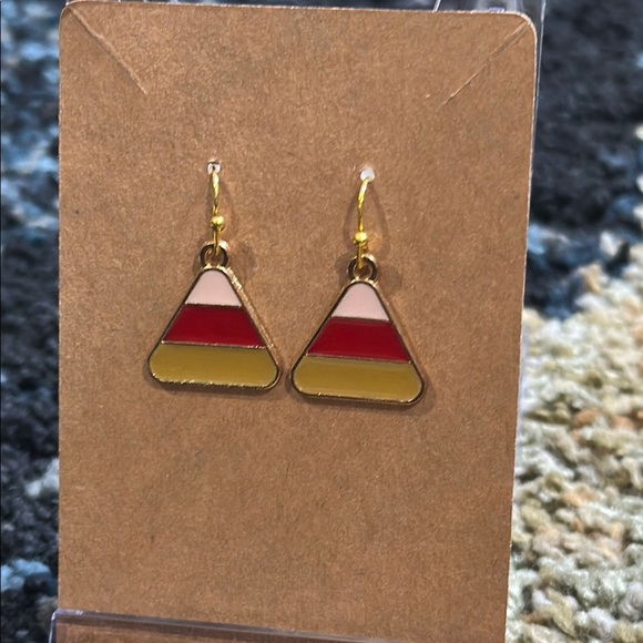 Handmade Candy Corn Earrings Orange Yellow White Candy Corn FALL Gifts NWT Fun - Picture 2 of 4